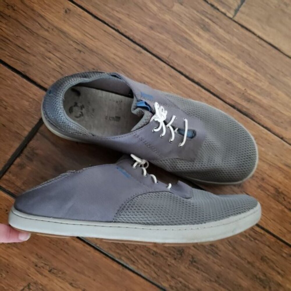 Olukai Nohea Moku Mens Boat Shoes Gray Grey Pre-Owned Size 8 - Picture 8 of 16